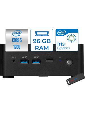 MSI Msı Cubı Nuc Intel Core 5 120U 96GB Ddr5 4tb SSD Iris Xe Graphics Windows 11 Pro Mini Bilgisayar 1M013BEUH24 + Zettausbbellek