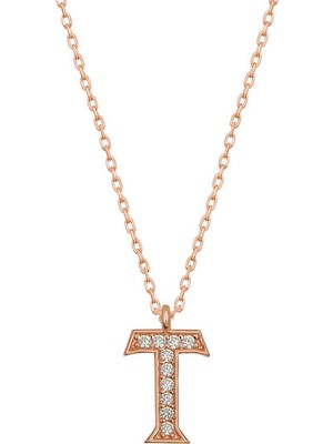 Blackcraft 925 Ayar Gümüş Rose T Harfi Kadın Gümüş Kolye (BC-AD2A77)