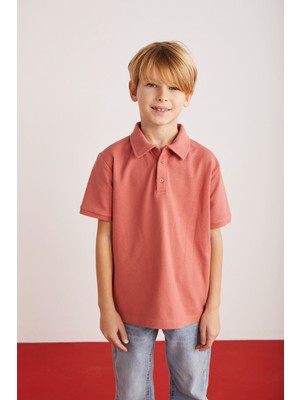 Grimelange ETHEL-GRM24002  100% pamuk  kısa kollu polo yaka tshirt Kiremit - Grimelanj Polo Yaka T-shirt