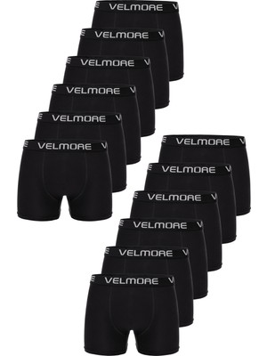Velmore Erkek Boxer 12’li Premium Kutu Pamuklu Likralı (Beden S - 5xl)