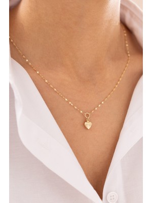Minimal Kalp Charm 14 Ayar Altın Kolye