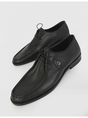 Espoo Hakiki Deri Erkek Analin Siyah Klasik Ayakkabı