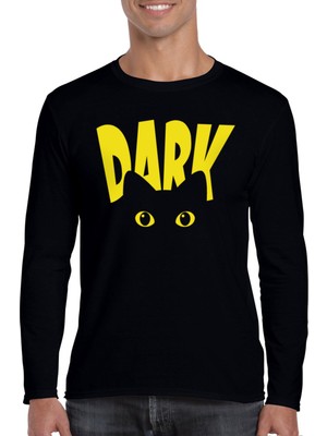 Karanlık Kedi Uzun Kollu Erkek Penye Tişört