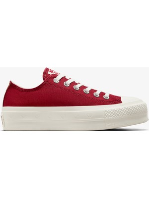 Converse Chuck Taylor All Star Lift Hearts Unisex Kırmızı Platform Sneaker