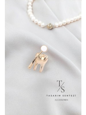 Broş Metal Doktor Dent Diş Hekimi Klinik Gold Kancalı Yaka Iğnesi Kıyafet Takı Aksesuar Hediye