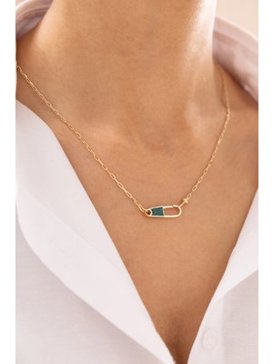 Zümrüt Yeşili Mine 14 Ayar Altın Kolye