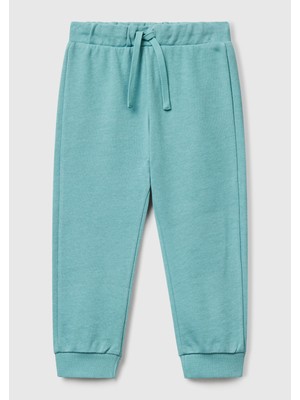 Erkek Çocuk Gri-Yeşil Arka Cebi Logo Eşofman Altı