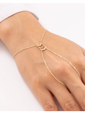 Taşlı Çift Ok Figürlü 14 Ayar Altın Şahmeran