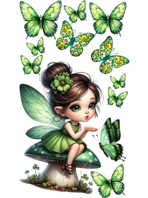 Deniz Parti Yenilebilir Şekerli Kağıt Baskısı Cupcake ve Pasta Resim Baskı Kelebek ve Kız Temalı 63