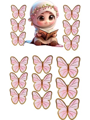 Deniz Parti Yenilebilir Şekerli Kağıt Baskısı Cupcake ve Pasta Resim Baskı Kuran Okuyorum Temalı 42