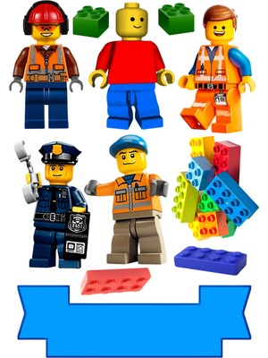 Deniz Parti Yenilebilir Şekerli Kağıt Baskısı Cupcake ve Pasta Resim Baskı LEGO Temalı 02