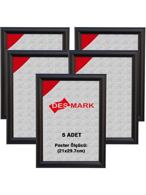 5 Adet 25 mm A4(21X29.7) Gönye Köşe Alüminyum Aç-Kapa Çerçeve – Poster Çerçevesi (Siyah Renk)