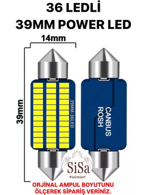 Sisa 39MM Sofit LED C5W Canbus Tavan Plaka Ampul 1 TAKIM