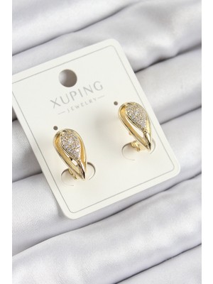Xuping Zirkon Taşlı Damla Model Gold Renk Kadın Küpe