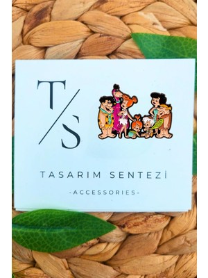 Rozet Metal Broş Taş Devri The Flintstones Fred Çakmaktaş Barni Beti Vilma Çakıl Bambam Dino