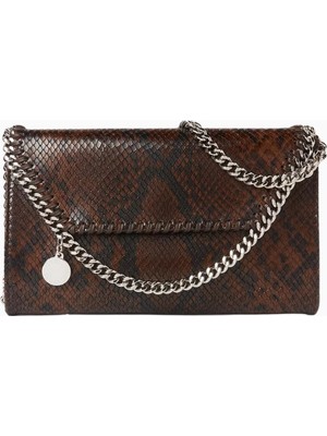 Stella Mccartney Mini Falabella Yılan Desenli Vegan Deri Lüks, Omuz ve Crossbody Çanta