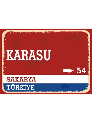 Sakarya Karasu Retro Sokak Yön Tabelası Vintage Pvc Dekota Uv Poster Yapışkanlı 35X25