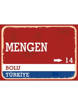 Bolu Mengen Retro Sokak Yön Tabelası Vintage Pvc Dekota Uv Poster Yapışkanlı 35X25
