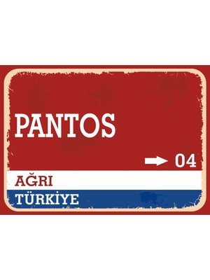 Ağrı Pantos Retro Sokak Yön Tabelası Vintage Pvc Dekota Uv Poster Yapışkanlı 35X25