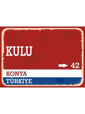 Konya Kulu Retro Sokak Yön Tabelası Vintage Pvc Dekota Uv Poster Yapışkanlı 35X25