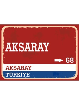 Akhisar Retro Sokak Yön Tabelası Vintage Pvc Dekota Uv Poster Yapışkanlı 35X25