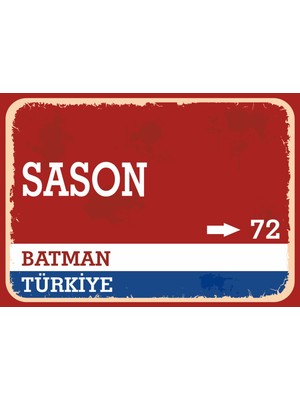Batman Sason Retro Sokak Yön Tabelası Vintage Pvc Dekota Uv Poster Yapışkanlı 35X25