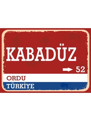 Ordu Karadüz Retro Sokak Yön Tabelası Vintage Pvc Dekota Uv Poster Yapışkanlı 35X25