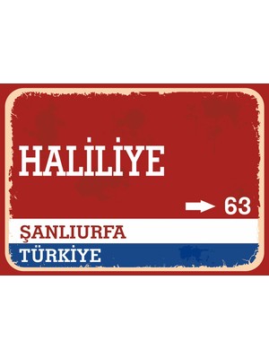Şanlıurfa Haliliye Retro Sokak Yön Tabelası Vintage Pvc Dekota Uv Poster Yapışkanlı 35X25