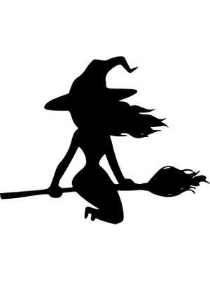 Süpürgeli Cadı Sticker 10 x 8 cm