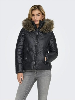 Only 15322003 Onlfever Short Puffer Black Kadın Mont
