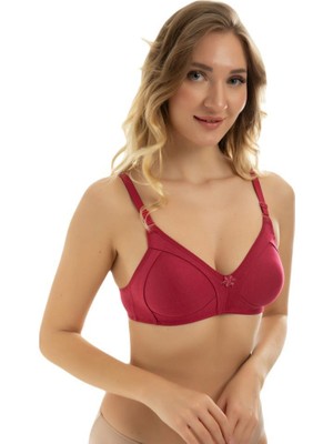% 100 Pamuk Penye Telsiz Toparlayıcı ( Balensiz Minimizer ) Bordo Sütyen EBRBR1001