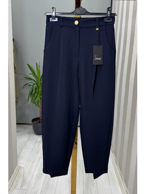Sentez Roma Arkası Lastikli Pileli Pantolon Lacivert 5567