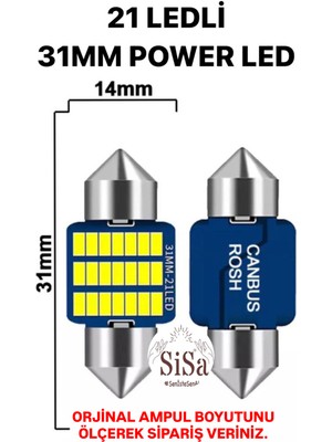 Sisa  31MM Sofit LED C5W Canbus Tavan Plaka Ampul 1 TAKIM