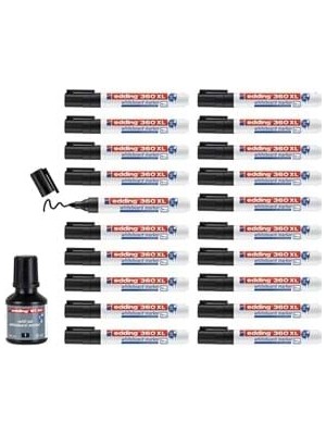 Edding 360XL Tahta Kalemi Siyah 20"li (Mürekkep Hediyeli) ED360XLK2001