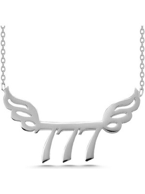 777 Şans Melek Kanatlı Melek Sayısı  925 Ayar Gümüş Kolye