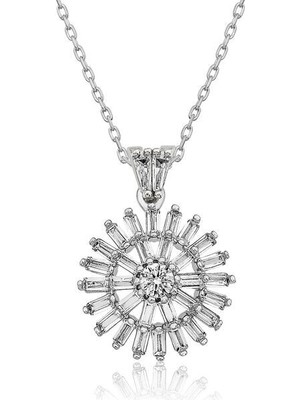 Baget Zirkon Taşlı 925 Ayar Gümüş Kadın Kolye