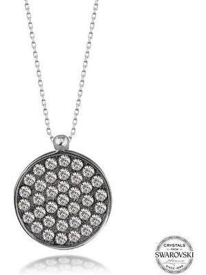  Crystal Taşlı Yuvarlak 925 Ayar Gümüş Kolye