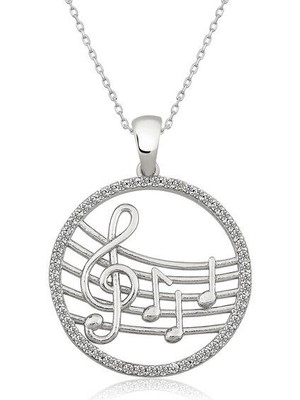 Müzik Temalı 925 Ayar Gümüş Kadın Kolye