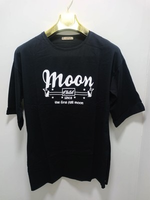 Önü Baskılı Oversize Kadın T-Shirt Bisiklet Yaka