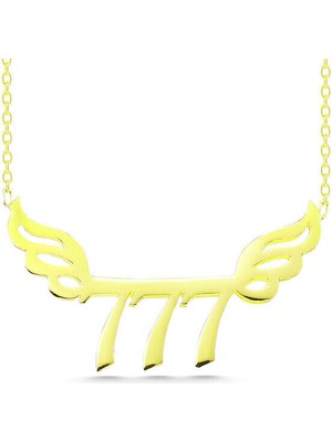 Gold 777 Şans Melek Kanatlı Melek Sayısı  925 Ayar Gümüş Kolye