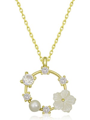 Gold Manolya Çiçeği 925 Ayar Gümüş Kadın Kolye