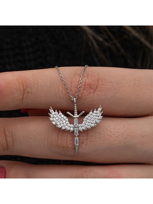 Kanatlımelek  Taşlı Mikail 925 Ayar Gümüş Kolye