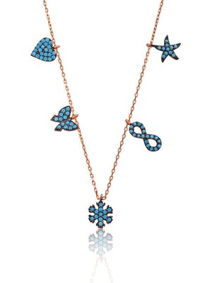 Firuze Taşlı Şans 925 Ayar Gümüş Kadın Kolye