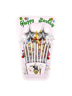 Nedi Yıldızlı Mum 8"li Gümüş 5825S