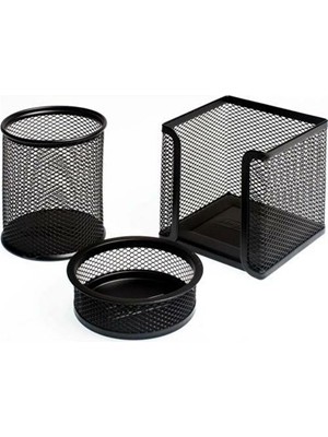 Bion Perforeli Masaüstü Kalemlik Seti 3"lü Siyah 9305