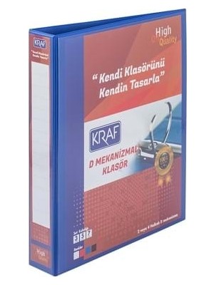 Kraf A4 4 Halkalı D Mekanizma 5 cm Klasör Mavi 1054