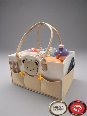 Mega Design Tatlı Keçe Anne Bebek Bakım Çantası Yenidoğan Alt Açma Değiştirme Organizer Taşınabilir Düzenleyici