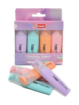 Mikro Mini Fosforlu Kalem 4"lü Neon Renkler MK-604-4