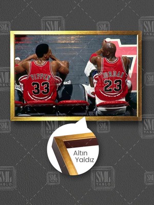 Efsane Basketbolcular Chicago Bulls Basketbol Nba Çerçeveli Kırmızı Forma Yatay Kanvas Tablo