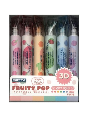 Gıpta Fosforlu Kalem Çift Uçlu 6 Lı Meyve Kokulu F1479